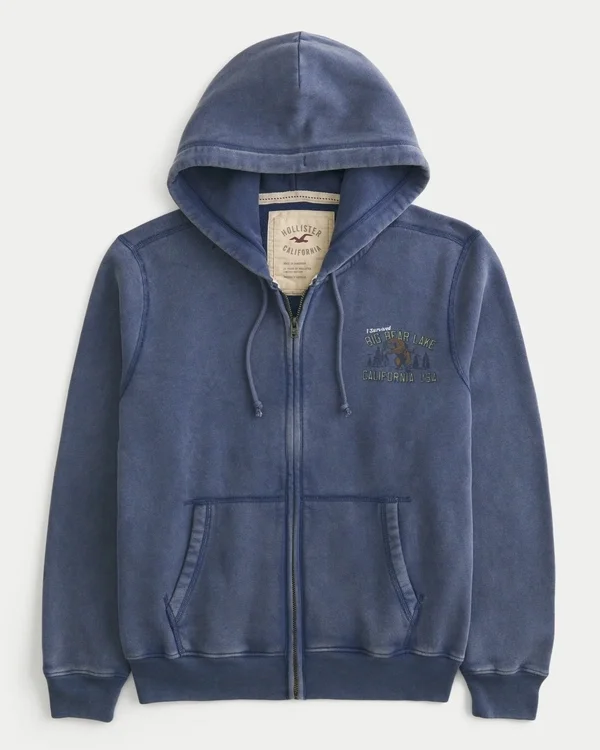 Świąteczna kolekcja Holiday Vault Bluza z kapturem i zamkiem błyskawicznym z nadrukiem Big Bear Lake Świąteczna kolekcja Holiday Vault Bluza z kapturem i zamkiem błyskawicznym z nadrukiem Big Bear Lake
