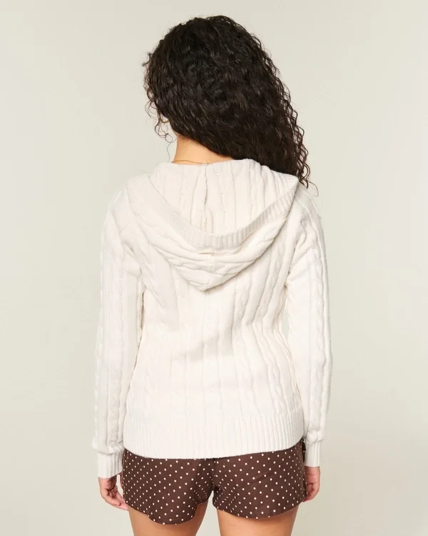 Świąteczna kolekcja Hooded Cable-Knit Toggle Cardigan Świąteczna kolekcja Hooded Cable-Knit Toggle Cardigan