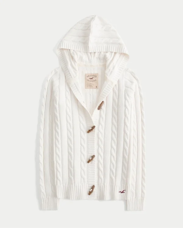Świąteczna kolekcja Hooded Cable-Knit Toggle Cardigan Świąteczna kolekcja Hooded Cable-Knit Toggle Cardigan