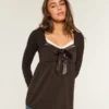 Świąteczna oferta Easy Satin Tie-Front Knit Babydoll Top Świąteczna oferta Easy Satin Tie-Front Knit Babydoll Top