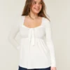 Świąteczna oferta Easy Satin Tie-Front Knit Babydoll Top Świąteczna oferta Easy Satin Tie-Front Knit Babydoll Top