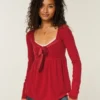 Świąteczna oferta Easy Satin Tie-Front Knit Babydoll Top Świąteczna oferta Easy Satin Tie-Front Knit Babydoll Top