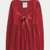 Świąteczna oferta Easy Satin Tie-Front Knit Babydoll Top Świąteczna oferta Easy Satin Tie-Front Knit Babydoll Top