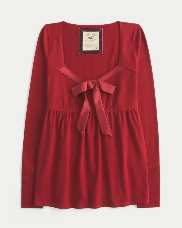 Świąteczna oferta Easy Satin Tie-Front Knit Babydoll Top Świąteczna oferta Easy Satin Tie-Front Knit Babydoll Top