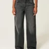 Wysokie, prane czarne jeansy baggy Wysokie, prane czarne jeansy baggy