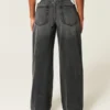Wysokie, prane czarne jeansy baggy Wysokie, prane czarne jeansy baggy