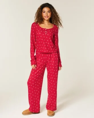 Zestaw Always Cozy Henley & Wide-Leg Pants