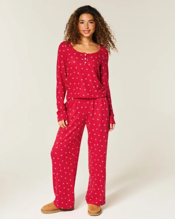 Zestaw Always Cozy Henley & Wide-Leg Pants Zestaw Always Cozy Henley & Wide-Leg Pants