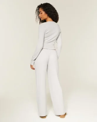 Zestaw Always Cozy Rib Henley & Wide-Leg Pants