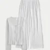 Zestaw Always Cozy Rib Henley & Wide-Leg Pants