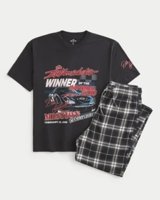 Zestaw koszulki z nadrukiem Dale Earnhardt NASCAR i flanelowych spodni piżamowych